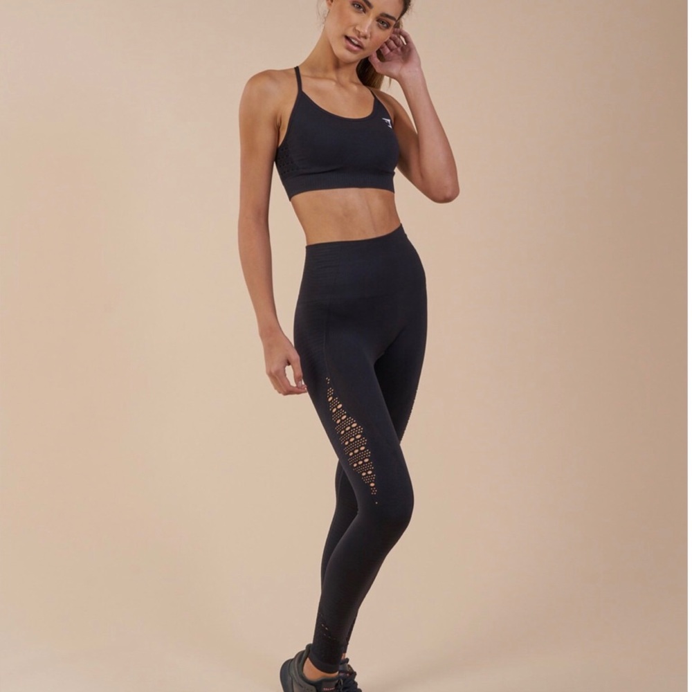 GYMSHARK- Black energy seamless size small